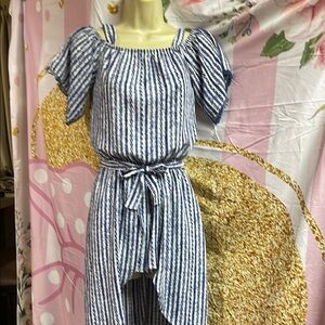 Striped Blue and White Jumpsuit